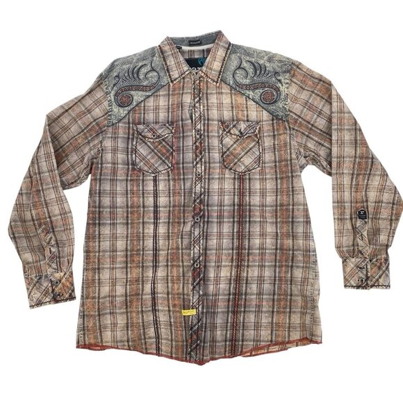 Chemise Homme Roar - Imprimé écossais Brodé - Gris - Taille XL - Coton - Occasion Très Bon état